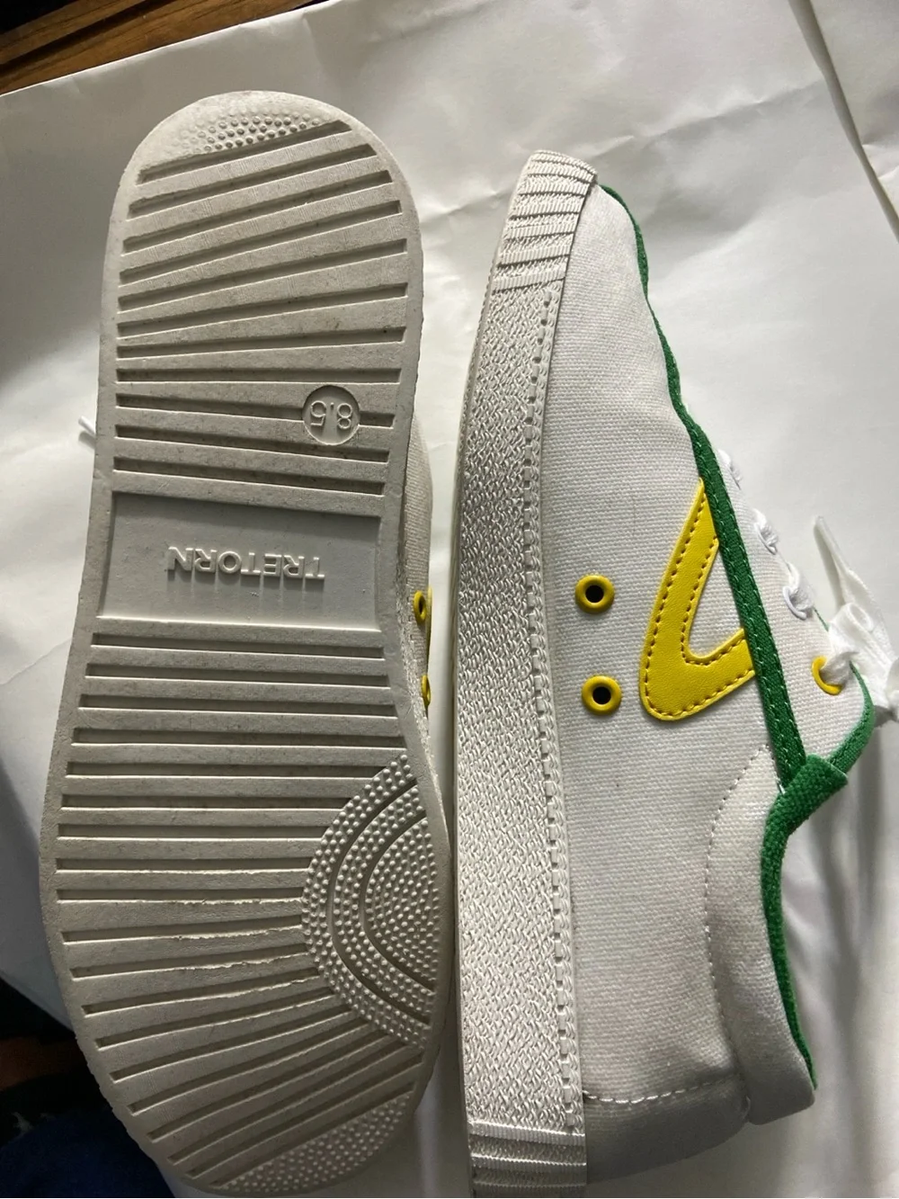 J.Crew x Tretorn Green, White & Yellow Canvas Sneakers – Size 8.5